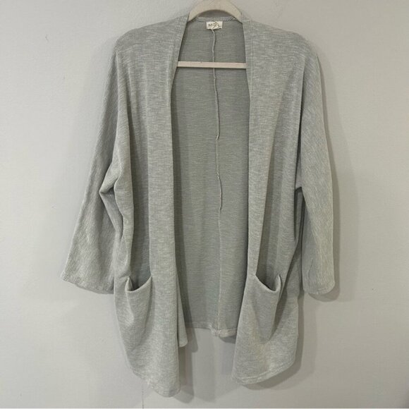 Anthropologie Donni Light Gray Long Side Pocket Cardigan Sweater One Size - Picture 1 of 6